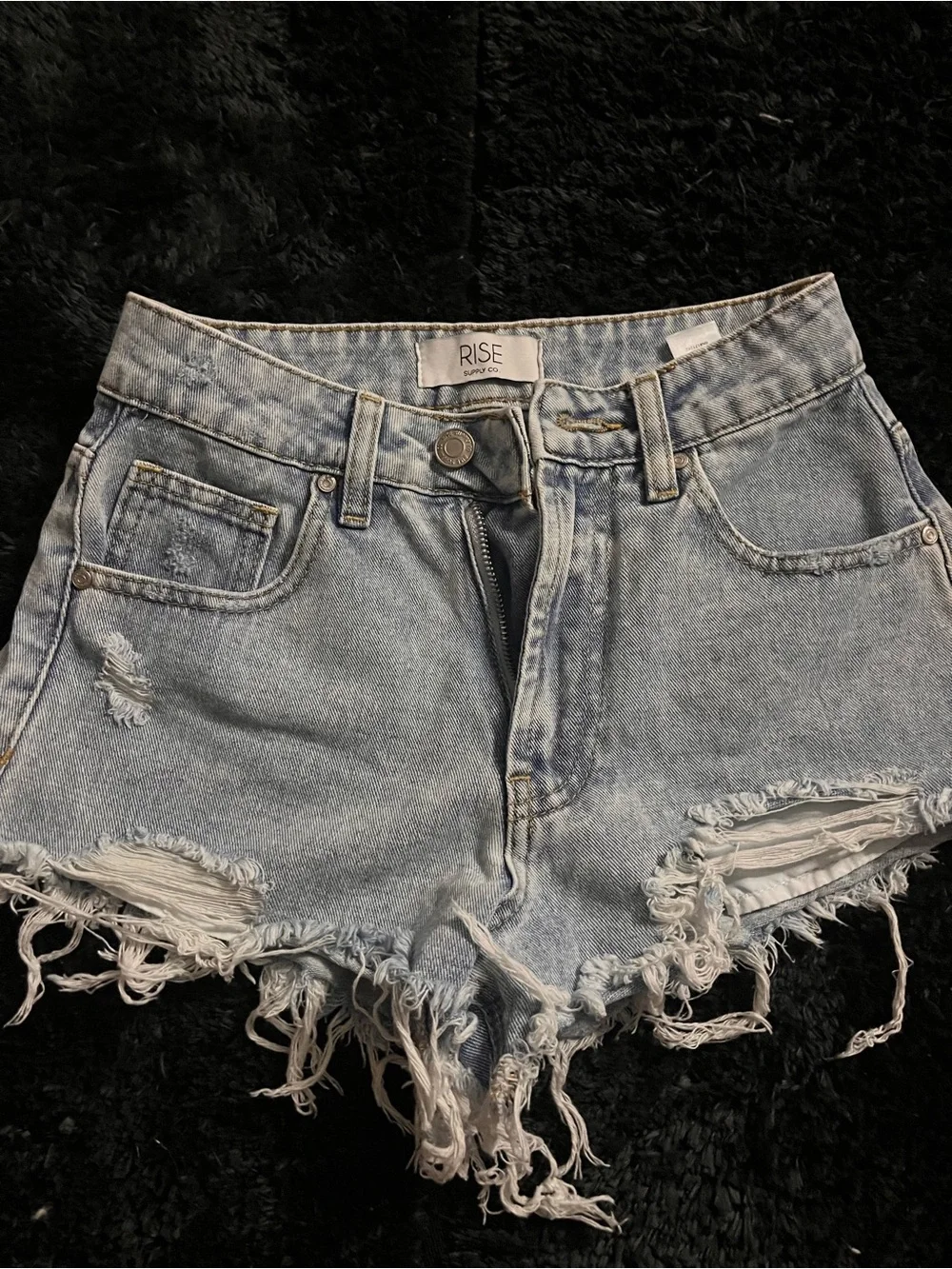 Light Blue Distressed Denim Shorts